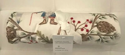 Pottery Barn FOREST GNOME EMBROIDERED COTTON/LINEN Table Throw 50” sq NWT - Image 1 of 4