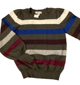 NWT John Paul Richard SWEATER Metallic Sparkle Pullover SZ PL GRAY striped - Picture 1 of 6