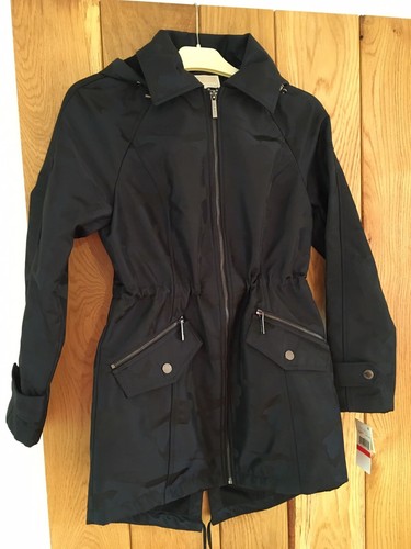 Giacca cappotto donna Michael Kors impermeabile blu navy stampa mimetica Exta Small XS