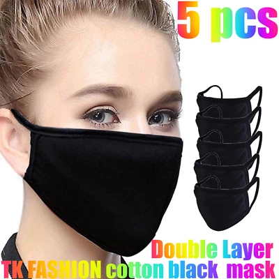 Cotton Face Black Mask Double Layer Reusable and Washable Unisex - Image 1 of 4