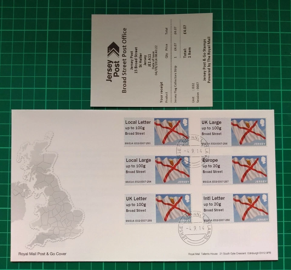 2014 BROAD STREET JERSEY POST & GO 4.9.14 Flag Collector Strip FDC - Image 1 of 1