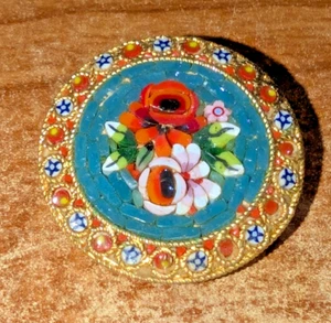 Vintage Italian Micro Mosaic Pin Brooch 1960-70s - Picture 1 of 5