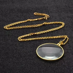 JY (Gold) 5X Lupe Monokel Linse Halskette Vergrößerungsglas Lupe - Bild 1 von 13