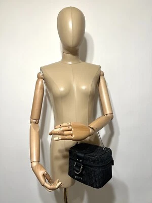 Vtg CHRISTIAN DIOR BY JOHN GALLIANO BLACK MONOGRAM VANITY BAG - Image 1 of 4