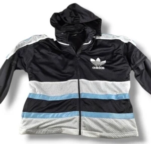 Adidas Mens Vintage Basketball Zip Hoodie Jersey Size Large Blue Black F180 D6 - Picture 1 of 13