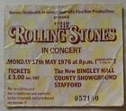 ROLLING STONES VERY RARE ORIGINAL CONCERT TICKET 1976 TOUR LIVE IN STAFFORD UK