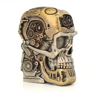 Zippo lighter Asia Full Cover Custom/ Mechanic Two-tone Skull Special Wood Box - Picture 1 of 6