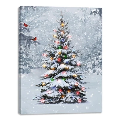 Christmas Tree Lighted Canvas Wall Art Print 16" x 12" With Timer | LED Canva... - Image 1 of 4