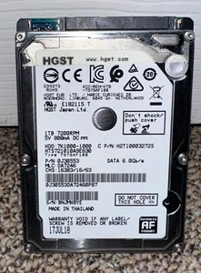 HGST 2.5”  1TB Hard Drive Laptops Computer 7200 RPM Travelstar - Picture 1 of 4