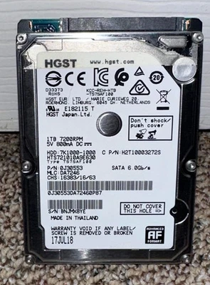 HGST 2.5”  1TB Hard Drive Laptops Computer 7200 RPM Travelstar - Image 1 of 4
