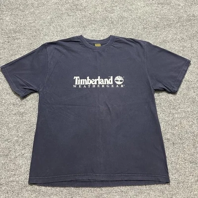 Vintage Timberland Weathergear Shirt Mens Large Navy Made in USA Graphic 90s - Image 1 of 4