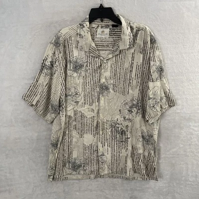 Paradise by Axis Mens Hawiian Shirt Beige Floral Large Silk Short Sleeve Collar - Image 1 of 4