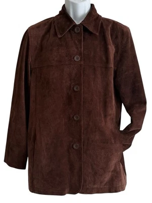 Винтажная женская куртка ST JOHNS BAY M замшевая кожа богатый коричневый замшевая кожаная подкладка - Изображение 1 из 4