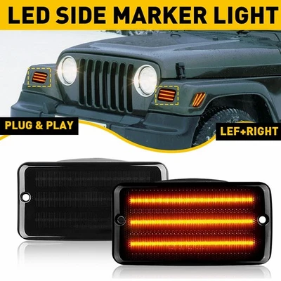 PARA JEEP WRANGLER TJ 1997-2006 PARACHOQUES AHUMADO SEÑAL GUARDABARROS LUCES MARCADORAS LATERALES 2X Foto 1 de 4