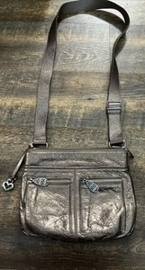 Brighton Zoe Metalic Bronze Leather Crossbody Bag Shoulder Purse - Picture 1 of 8