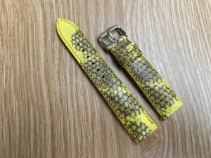 Size 22mm/20mm, Leather/Skin Snake Watch Strap Band Gray-Yellow, Custom Strap - Picture 1 of 13