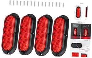 Fanali Posteriori Rimorchio LED Rosso Ovale 6 Pollici, 10 LED Montaggio Superficiale Stop 4PCS ROSSO - Foto 1 di 7