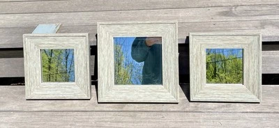 "Juego de tres espejos de pared decorativos cuadrados verdes 12"" y 10""" Foto 1 de 4