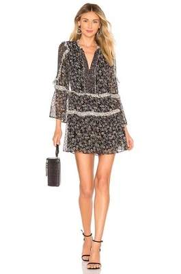 ULLA JOHNSON ESSIE DRESS SIZE 8 FIT M  SILK FLORAL MINI BOHO ROMANTIC TIERED - Image 1 of 4