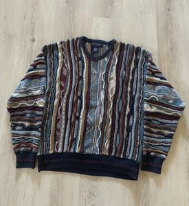 Roundtree & Yorke Sweater Men’s M 3D Textured Knit Vintage 90s Cosby Biggie - Picture 1 of 4