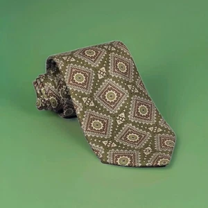 Corbata de seda Burberry sello geométrico verde y marrón 54" x 3 3/8" - Imagen 1 de 7