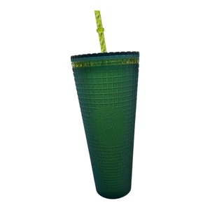 Starbucks 2022 Green/Blue Grid Studded 24oz Tumbler Cup Mountain Dew - Picture 1 of 5