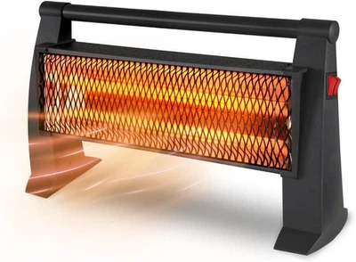 Stufa Al Quarzo Ad Infrarossi 1200W 50,4X12,5X25,5Cm - Leggera E Facile Da Spost - Immagine 1 di 4