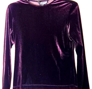 Ellen Tracy-Linda Allard Top Damen 14 Dark Fairy Lila Velours Samt LS Shirt - Bild 1 von 12