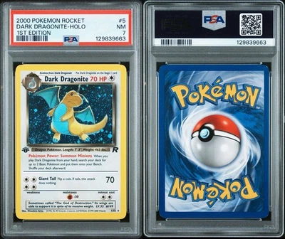 2000 POKEMON TCG ROCKET 1ST EDITION #5/82 DARK DRAGONITE HOLO RARE PSA 7 NM - Image 1 of 3