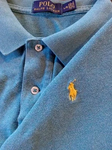 Polo Ralph Lauren Shirt Mens L Teal Green Short Sleeve Yellow Pony - Picture 1 of 8