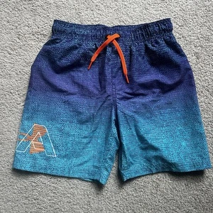 Under Armour Youth Boys Medium 10/12 Swim Trunks Orange Blue Drawstring Lined - Picture 1 of 5