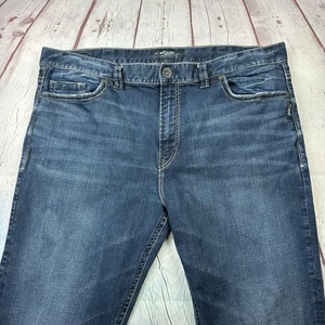 Pantalones de mezclilla plateados Eddie para hombre 46x36 azul calce relajado elásticos pierna recta - Imagen 1 de 15