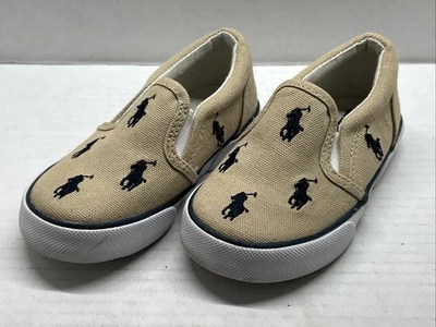 Polo Ralph Lauren Bal Harbour Canvas Slip On Toddler Shoes Size 7 Preppy Pony - Image 1 of 4