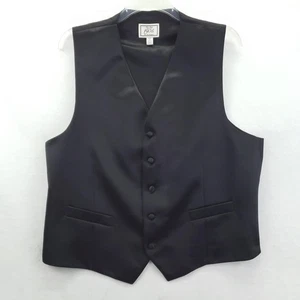 Jos. A. Bank 1905 Vest Mens 2XL Black Formal Waistcoat Tuxedo Satin Adjustable - Picture 1 of 10