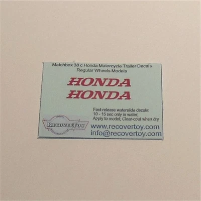 Matchbox Lesney 38c Honda Motor Cycle Trailer Early Decal Set - Image 1 of 3