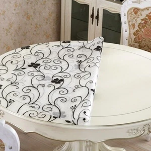 PVC Round Tablecloth Clear Soft Glass Table Cover Protector Desk Mat Desktop - Picture 1 of 21