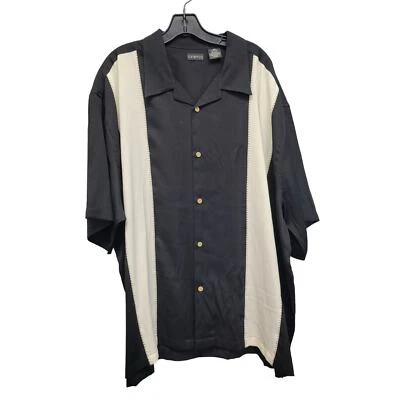 George Mens 3XL 2 Striped PolyRayon Short Sleeve Button Up Shirt w Front Pocket - Image 1 of 4