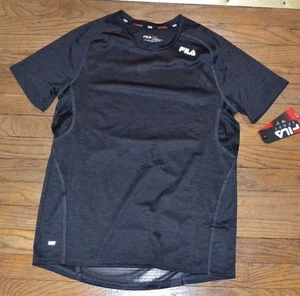Fila Sport Performance T-Shirt Fitted Tee Top Provent Mesh Panels Black & Gray - Picture 1 of 2