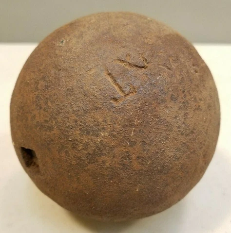 Antique 4.5" Wrought Iron Cannonball Shaped Ornamental Ball Finial Counterweight Cover