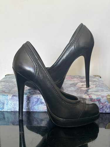 Tory Burch decolte plateau basse in pelle nera con punta tonda e tacco a spillo taglia US 5 5