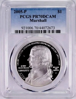 2005 JOHN MARSHALL Silver Dollar PCGS PR70💥FLAWLESS QUALITY💥 - Image 1 of 4