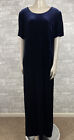 Vintage Laura Ashley Large Blue Velvet Short Sleeve Maxi Y2K Dress