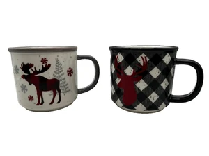 Moose Cabincore Christmas Coffee Mugs Cups Set Of Two By Jo-Ann Stores LLC. - Picture 1 of 12