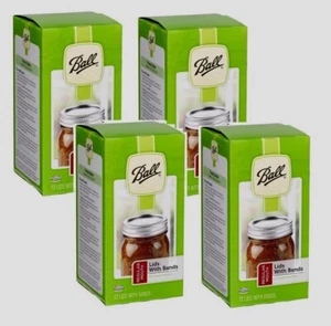 4 ~ New!! Box 12 BALL Regular Mouth Bands w/ Dome Lids For Mason Jars Canning - Picture 1 of 3