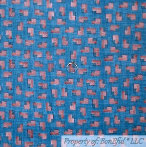 BonEful Fabric FQ Cotton Quilt Navy Blue Red White USA American Flag Small Tiny - Picture 1 of 12