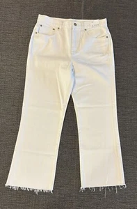 J Crew Denim Cotton Flare Leg Raw Hem High Rise '84 Relaxed Kickout Jean Ecru 27 - Picture 1 of 11