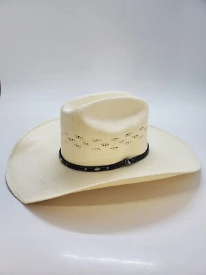 Cody James Natural Hard Straw Black Leather Band Cowboy Hat Size 7 - Image 1 of 4
