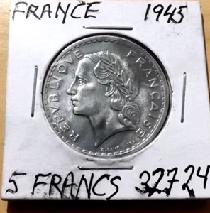 CIRCULATED ALLUMINUM 5 FRANCS FRENCH COIN(32724) - Picture 1 of 3