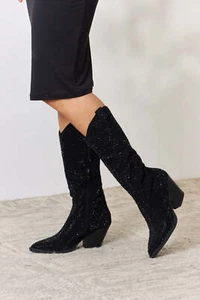 Forever Link Rhinestone Knee High Cowboy Boots - Picture 1 of 15