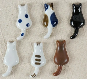 Japanese Porcelain /Cat- chopstick holder /set of 6 made in Japan/Hasamiyaki - Picture 1 of 5